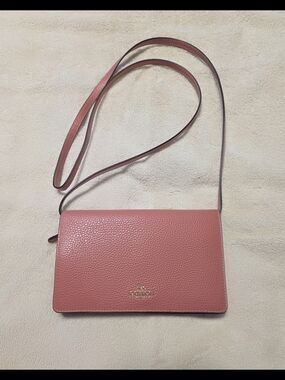 Coach Pebbled Leather Crossbody Bag in Dusty Rose